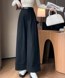 フォールドヘムライン ワイドレッグパンツ