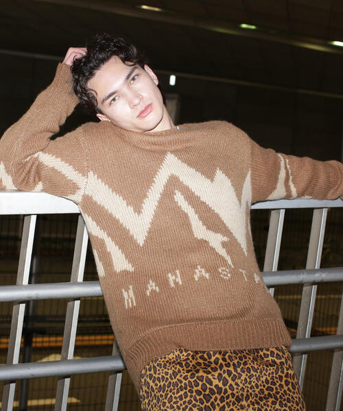 MANASTASH（マナスタッシュ）の「MANASTASH/マナスタッシュ/LOGO SWEATER（ニット/セーター・メンズ・ブラック/ブラウン・L/M/S/XL）」の2枚目の写真