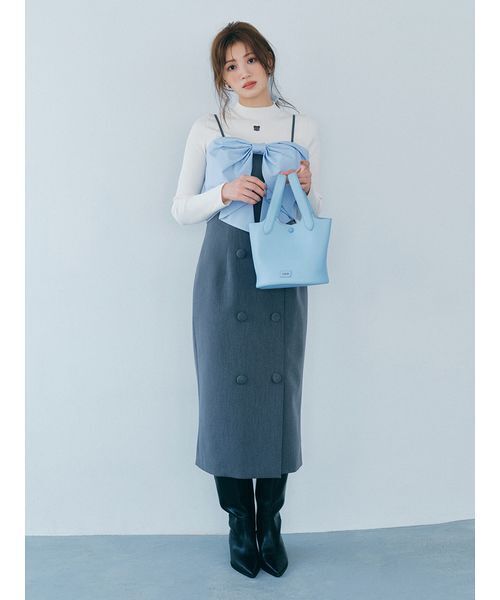 FURFUR（ファーファー）の「【限定カラー】リボン刺繍リブニットトップス（ニット/セーター・レディース・イエロー/レッド/ブラック/ホワイト・F）」の6枚目の写真