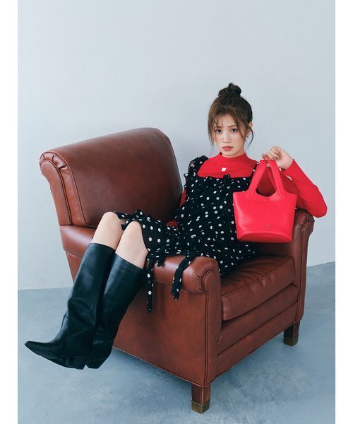 FURFUR（ファーファー）の「【限定カラー】リボン刺繍リブニットトップス（ニット/セーター・レディース・イエロー/レッド/ブラック/ホワイト・F）」の7枚目の写真