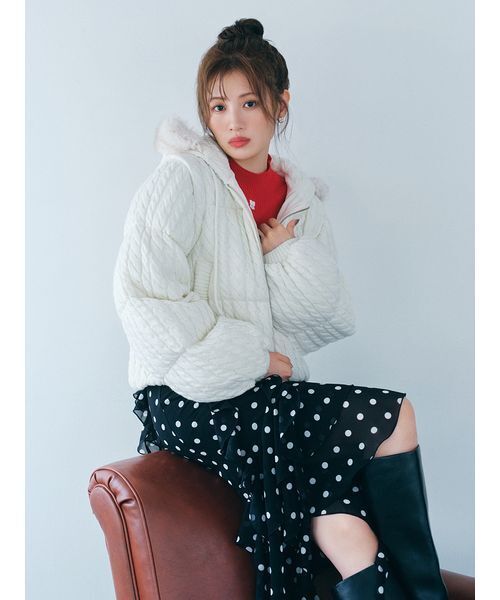 FURFUR（ファーファー）の「【限定カラー】リボン刺繍リブニットトップス（ニット/セーター・レディース・イエロー/レッド/ブラック/ホワイト・F）」の9枚目の写真