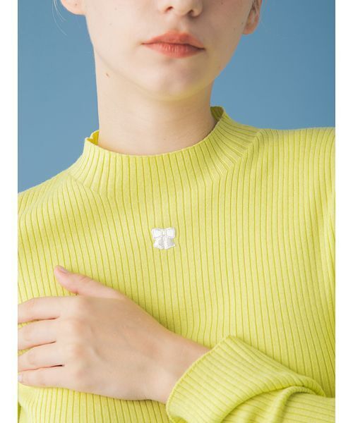 FURFUR（ファーファー）の「【限定カラー】リボン刺繍リブニットトップス（ニット/セーター・レディース・イエロー/レッド/ブラック/ホワイト・F）」の14枚目の写真