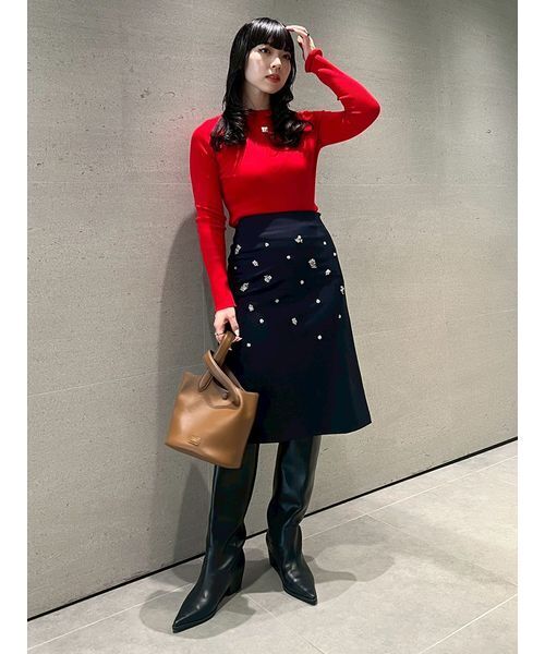 FURFUR（ファーファー）の「【限定カラー】リボン刺繍リブニットトップス（ニット/セーター・レディース・イエロー/レッド/ブラック/ホワイト・F）」の21枚目の写真