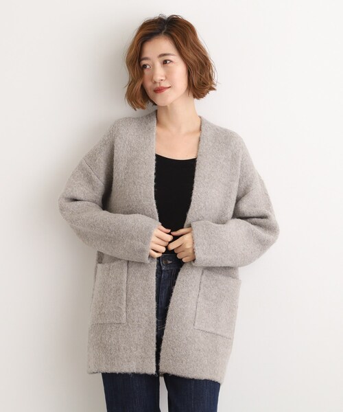 grove（グローブ）の「軽やかに着流す　ブークレニットコーディガン（カーディガン/ボレロ・レディース・ブラウン系その他/オフホワイト/グレー・02/03/01/04/05）」の3枚目の写真