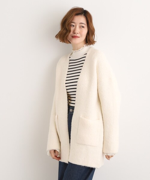 grove（グローブ）の「軽やかに着流す　ブークレニットコーディガン（カーディガン/ボレロ・レディース・ブラウン系その他/オフホワイト/グレー・02/03/01/04/05）」の6枚目の写真