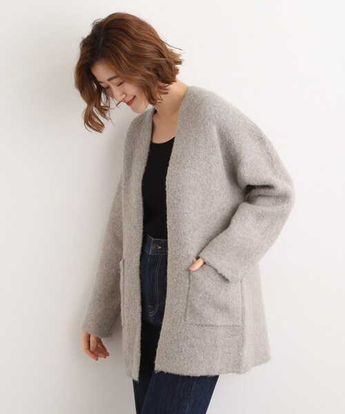 grove（グローブ）の「軽やかに着流す　ブークレニットコーディガン（カーディガン/ボレロ・レディース・ブラウン系その他/オフホワイト/グレー・02/03/01/04/05）」の10枚目の写真