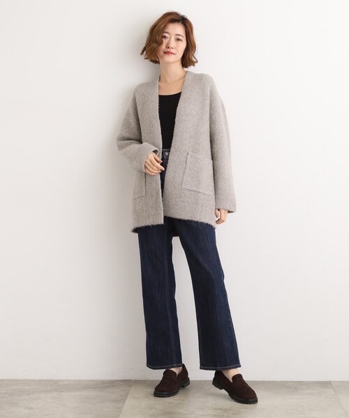 grove（グローブ）の「軽やかに着流す　ブークレニットコーディガン（カーディガン/ボレロ・レディース・ブラウン系その他/オフホワイト/グレー・02/03/01/04/05）」の12枚目の写真