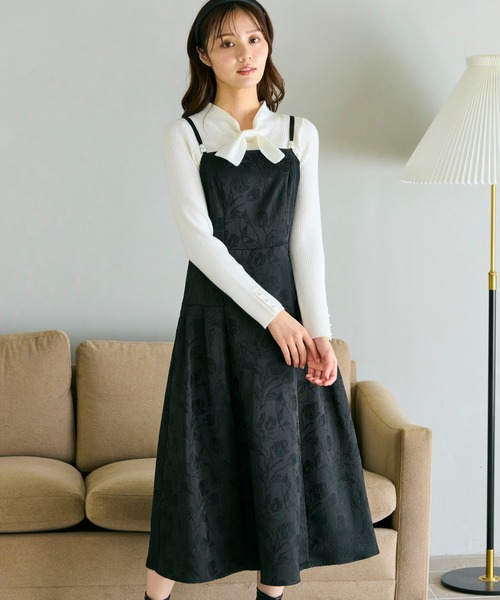 Feroux（フェルゥ）の「ジャガードキャミ ワンピース（ドレス・レディース・アイボリー系/ブラック系・SMALL/MEDIUM）」の2枚目の写真