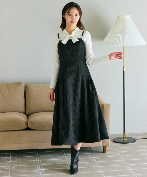 Feroux（フェルゥ）の「ジャガードキャミ ワンピース（ドレス・レディース・アイボリー系/ブラック系・SMALL/MEDIUM）」の3枚目の写真