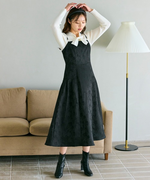 Feroux（フェルゥ）の「ジャガードキャミ ワンピース（ドレス・レディース・アイボリー系/ブラック系・SMALL/MEDIUM）」の4枚目の写真