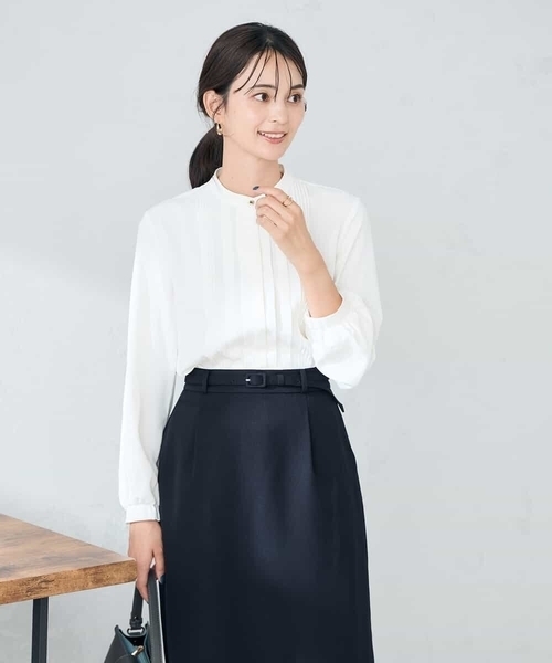 a.v.v(アーヴェヴェ)の「【洗える/WEB限定】ピンタックブラウス(シャツ/ブラウス・レディース・ホワイト/ネイビー/ダークインディゴブルー・42/40/36/38)」の17枚目の写真