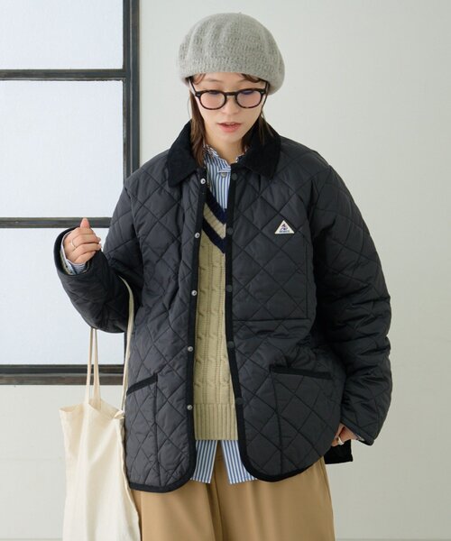 GEVACO（ゲバコ）の「【軽量/洗える】【GEVACO】キルトミドルコート（ブルゾン・レディース・カーキ/ブラック・LARGE/MEDIUM）」の3枚目の写真