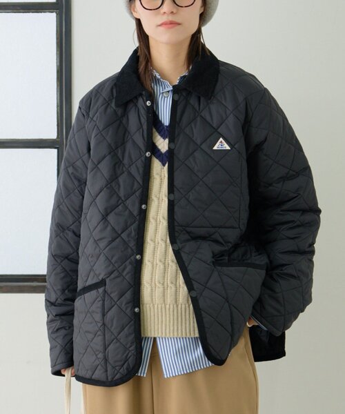 GEVACO（ゲバコ）の「【軽量/洗える】【GEVACO】キルトミドルコート（ブルゾン・レディース・カーキ/ブラック・LARGE/MEDIUM）」の4枚目の写真