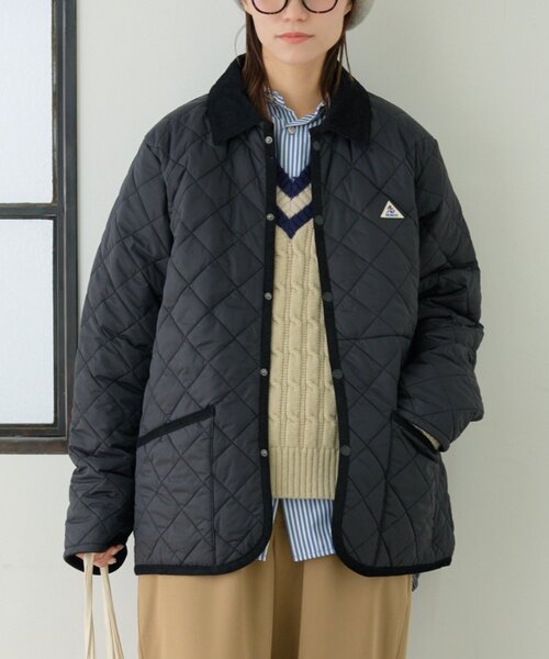 GEVACO（ゲバコ）の「【軽量/洗える】【GEVACO】キルトミドルコート（ブルゾン・レディース・カーキ/ブラック・LARGE/MEDIUM）」の6枚目の写真