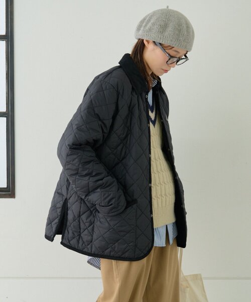 GEVACO（ゲバコ）の「【軽量/洗える】【GEVACO】キルトミドルコート（ブルゾン・レディース・カーキ/ブラック・LARGE/MEDIUM）」の7枚目の写真