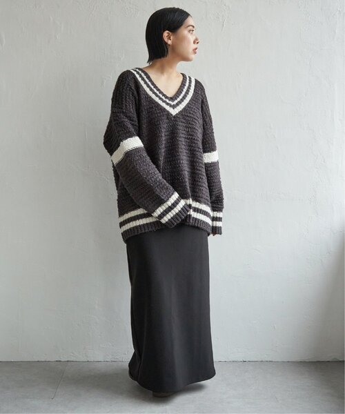 notch.（ノッチ）の「オーバーサイズチルデンニット（ニット/セーター・レディース・チャコール/オフホワイト/グレー・M）」の15枚目の写真