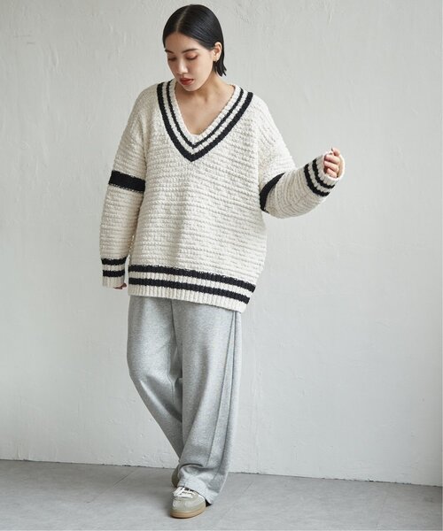 notch.（ノッチ）の「オーバーサイズチルデンニット（ニット/セーター・レディース・チャコール/オフホワイト/グレー・M）」の18枚目の写真