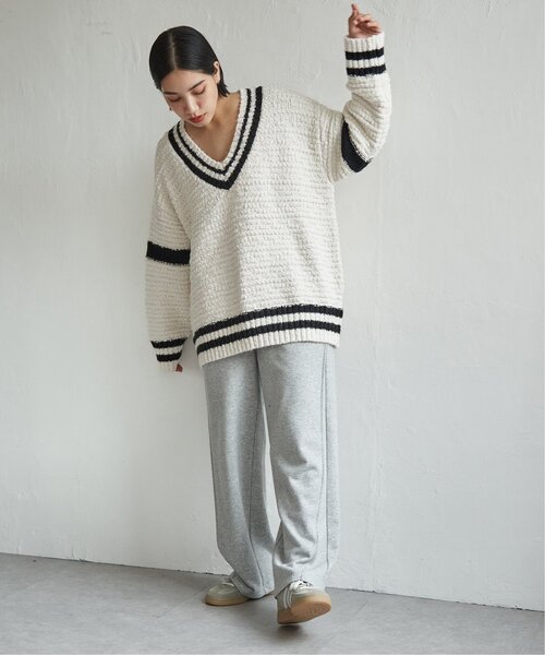 notch.（ノッチ）の「オーバーサイズチルデンニット（ニット/セーター・レディース・チャコール/オフホワイト/グレー・M）」の20枚目の写真