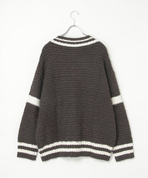 notch.（ノッチ）の「オーバーサイズチルデンニット（ニット/セーター・レディース・チャコール/オフホワイト/グレー・M）」の9枚目の写真