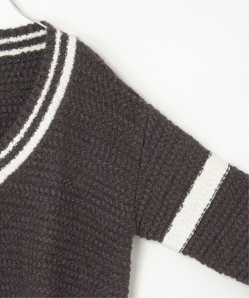 notch.（ノッチ）の「オーバーサイズチルデンニット（ニット/セーター・レディース・チャコール/オフホワイト/グレー・M）」の8枚目の写真