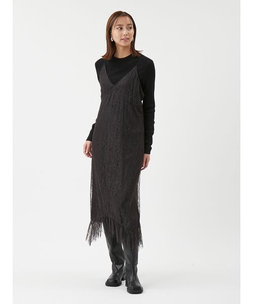 Mila Owen(ミラオーウェン)の「イレヘムデザインレースキャミワンピース(ワンピース・レディース・ホワイト/ブラック・0/1)」の2枚目の写真