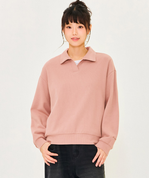 CHASECULT(チェイスカルト)の「女性オープンカラー スウェットTシャツ-ピンク(スウェット・レディース・ピンク・90/85)」の1枚目の写真