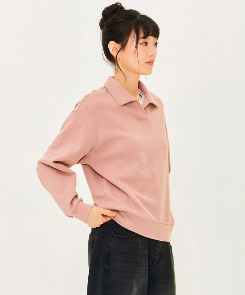 CHASECULT(チェイスカルト)の「女性オープンカラー スウェットTシャツ-ピンク(スウェット・レディース・ピンク・90/85)」の3枚目の写真
