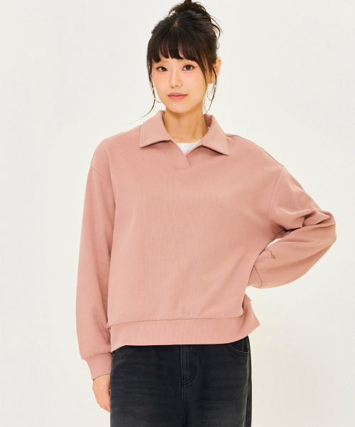 CHASECULT(チェイスカルト)の「女性オープンカラー スウェットTシャツ-ピンク(スウェット・レディース・ピンク・90/85)」の4枚目の写真