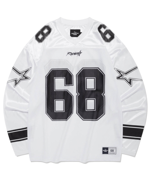 Retriever Club（レトリーバークラブ）の「68 LONG FOOTBALL JERSEY [WHITE]（Tシャツ/カットソー・レディース・その他・SMALL/MEDIUM/LARGE）」の2枚目の写真