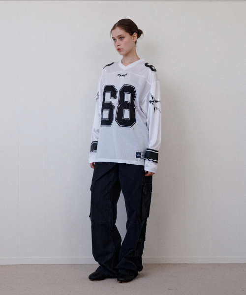 Retriever Club（レトリーバークラブ）の「68 LONG FOOTBALL JERSEY [WHITE]（Tシャツ/カットソー・レディース・その他・SMALL/MEDIUM/LARGE）」の10枚目の写真