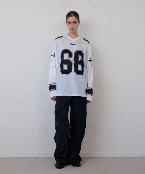 Retriever Club（レトリーバークラブ）の「68 LONG FOOTBALL JERSEY [WHITE]（Tシャツ/カットソー・レディース・その他・SMALL/MEDIUM/LARGE）」の11枚目の写真