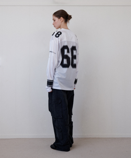 Retriever Club（レトリーバークラブ）の「68 LONG FOOTBALL JERSEY [WHITE]（Tシャツ/カットソー・レディース・その他・SMALL/MEDIUM/LARGE）」の12枚目の写真