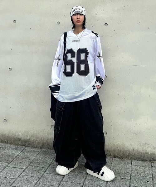 Retriever Club（レトリーバークラブ）の「68 LONG FOOTBALL JERSEY [WHITE]（Tシャツ/カットソー・レディース・その他・SMALL/MEDIUM/LARGE）」の15枚目の写真