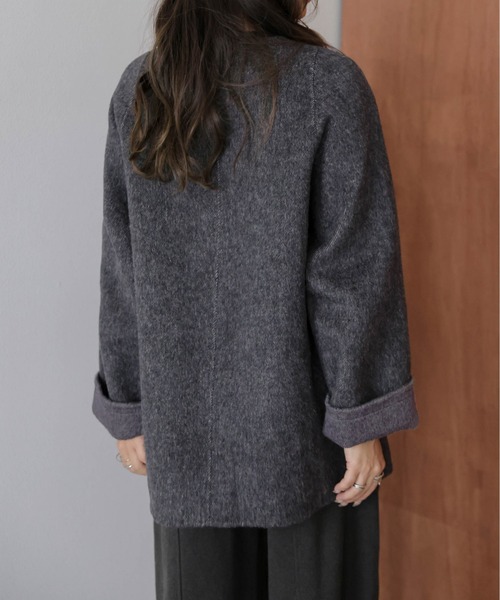 SUGAR BISKET（シュガービスケット）の「リバーシブルノーカラーコート（ノーカラーコート・レディース・カーキブラウン/グレー/ブルー・フリー）」の6枚目の写真