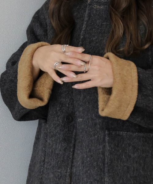 SUGAR BISKET（シュガービスケット）の「リバーシブルノーカラーコート（ノーカラーコート・レディース・カーキブラウン/グレー/ブルー・フリー）」の13枚目の写真