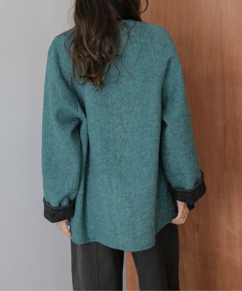 SUGAR BISKET（シュガービスケット）の「リバーシブルノーカラーコート（ノーカラーコート・レディース・カーキブラウン/グレー/ブルー・フリー）」の16枚目の写真