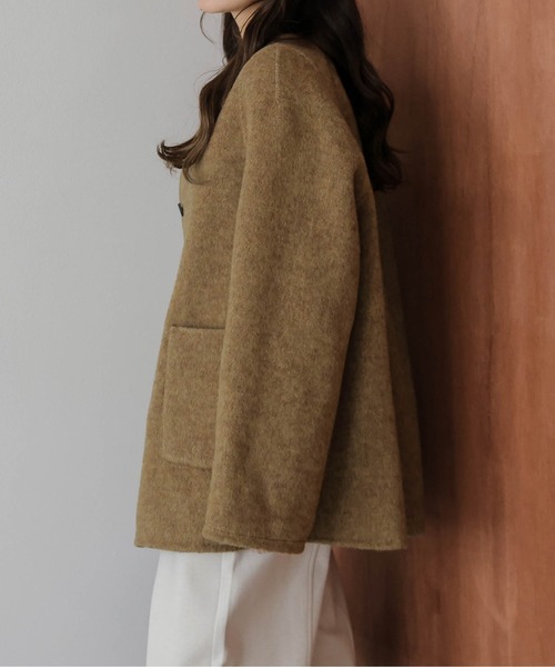 SUGAR BISKET（シュガービスケット）の「リバーシブルノーカラーコート（ノーカラーコート・レディース・カーキブラウン/グレー/ブルー・フリー）」の8枚目の写真