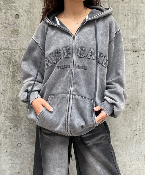 セール】英字パッチ付ピグメントジップパーカー（パーカー）｜ROGER