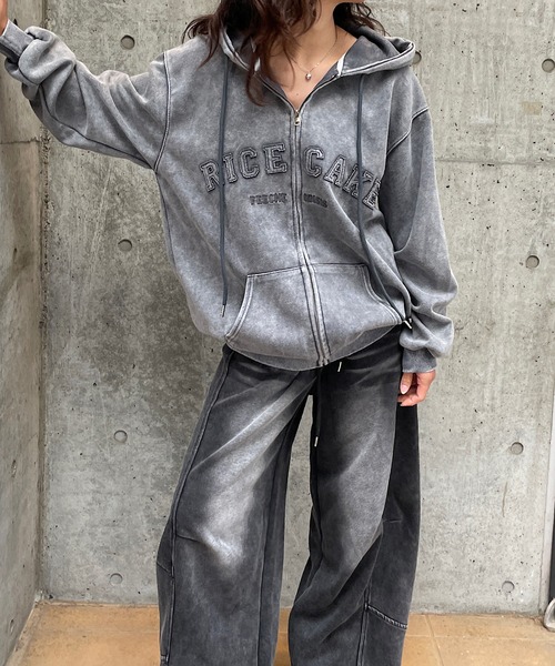 セール】英字パッチ付ピグメントジップパーカー（パーカー）｜ROGER