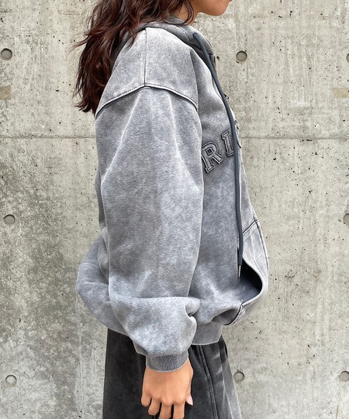 セール】英字パッチ付ピグメントジップパーカー（パーカー）｜ROGER