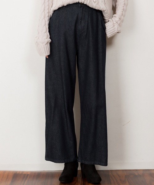 MARAI(マーライ)の「デニムワイドパンツ(デニムパンツ・レディース・ワンウォッシュ/ブルー/ネイビー・4L/L/LL/M/3L)」の3枚目の写真