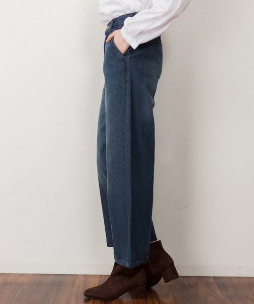 MARAI(マーライ)の「デニムワイドパンツ(デニムパンツ・レディース・ワンウォッシュ/ブルー/ネイビー・4L/L/LL/M/3L)」の11枚目の写真