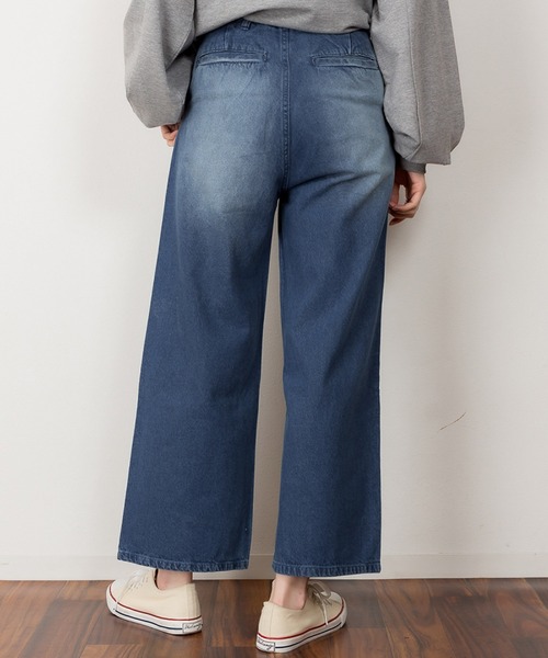 MARAI(マーライ)の「デニムワイドパンツ(デニムパンツ・レディース・ワンウォッシュ/ブルー/ネイビー・4L/L/LL/M/3L)」の4枚目の写真