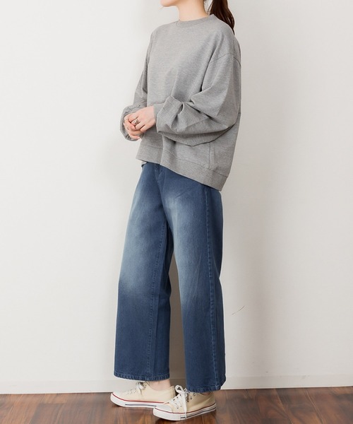 MARAI(マーライ)の「デニムワイドパンツ(デニムパンツ・レディース・ワンウォッシュ/ブルー/ネイビー・4L/L/LL/M/3L)」の22枚目の写真