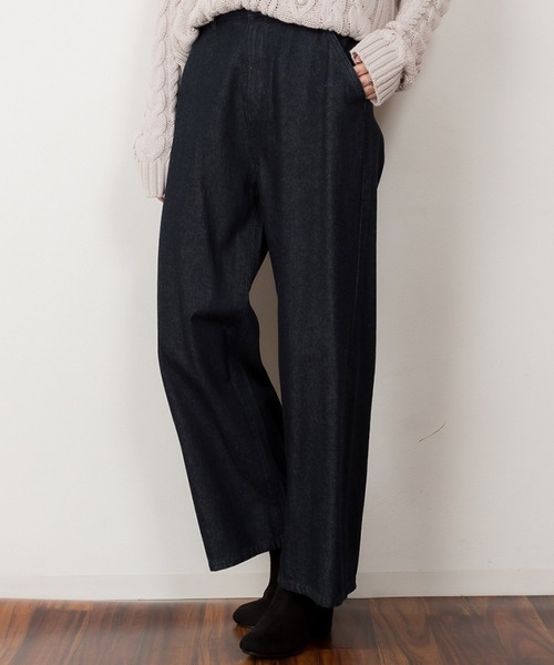 MARAI(マーライ)の「デニムワイドパンツ(デニムパンツ・レディース・ワンウォッシュ/ブルー/ネイビー・4L/L/LL/M/3L)」の19枚目の写真