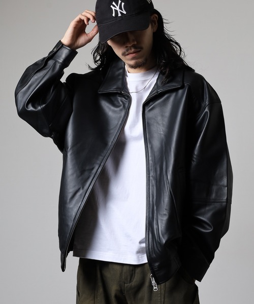 many men many mind(メニーメンメニーマインド)の「MANYMENMANYMINDS ラムレザーボンバージャケット(ライダースジャケット・メンズ・ブラック・S/M/L)」の15枚目の写真