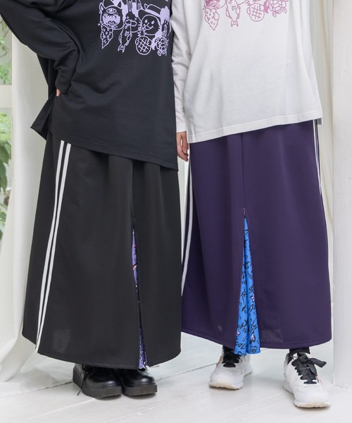 ScoLar(スカラー)の「153716:仲宗根泉(HY)コラボ 柄切替ジャージスカート(スカート・レディース・ブラック/パープル・M)」の3枚目の写真