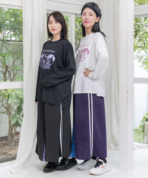 ScoLar(スカラー)の「153716:仲宗根泉(HY)コラボ 柄切替ジャージスカート(スカート・レディース・ブラック/パープル・M)」の4枚目の写真