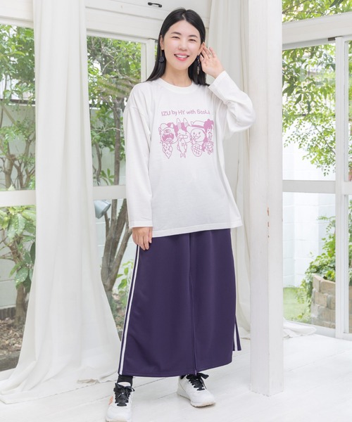 ScoLar(スカラー)の「153716:仲宗根泉(HY)コラボ 柄切替ジャージスカート(スカート・レディース・ブラック/パープル・M)」の6枚目の写真