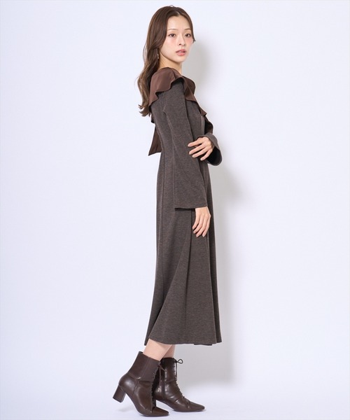 AND COUTURE(アンドクチュール)の「ショルダーリボンカットソーワンピース(ワンピース・レディース・ブラウン/ベージュ/チャコールグレー・FREE)」の18枚目の写真